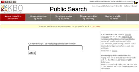 kbo public search zoeken op nummer